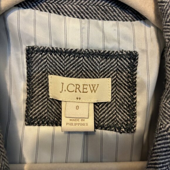 J. Crew Wool Blend Herringbone Goldtone Button Blazer - Picture 3 of 13